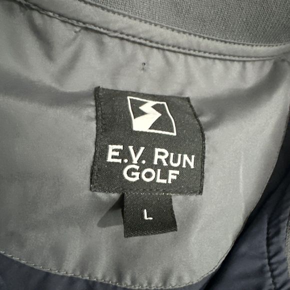 E.V. Run Golf 1/4 Zipper Pullover Windshirt size L Embroidered Navy Blue - Picture 2 of 5